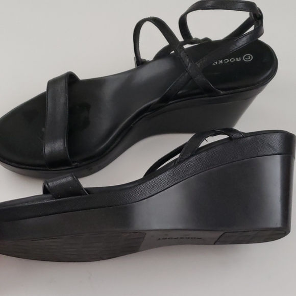 Rockport black leather wedge strappy sandal - Picture 3 of 7
